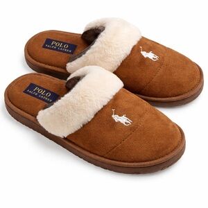 Polo Ralph Lauren Kellie Scuff Slippers Mens Size 7 Brown Suede Slide Shoes